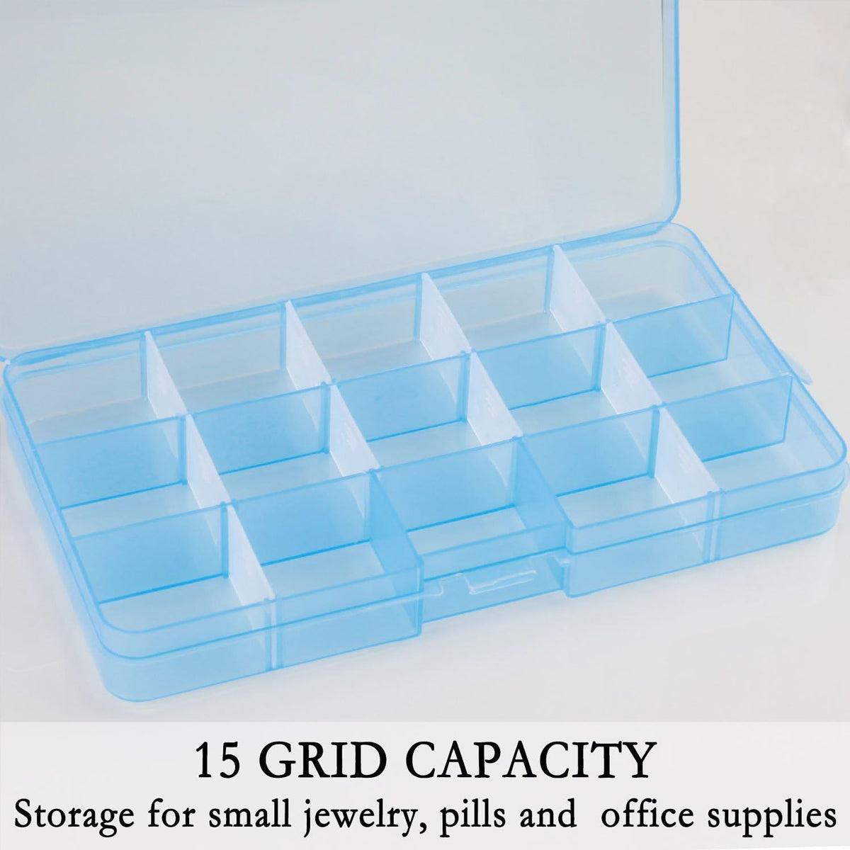 Premium 10 Pack Clear 15 Compartment PP Plastic Craft Bead Storage Boxes