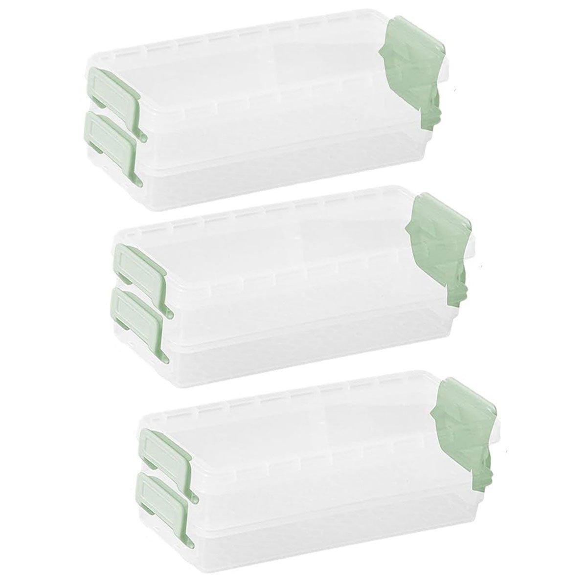 Premium 3pcs Clear 2-Layer Plastic Desktop Storage Boxes Grey Latch 20.5cm
