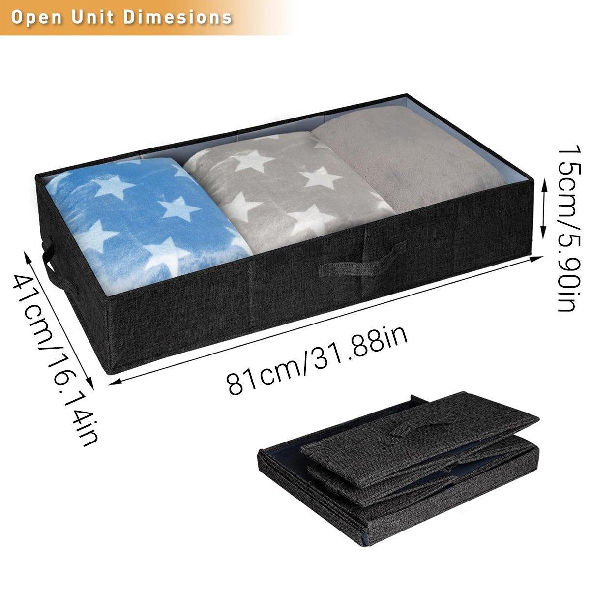Black Foldable Storage Boxes 31.88 x 16.14 x 5.9 inches, 2PCS with Lid - SuperSaverAU - view 3