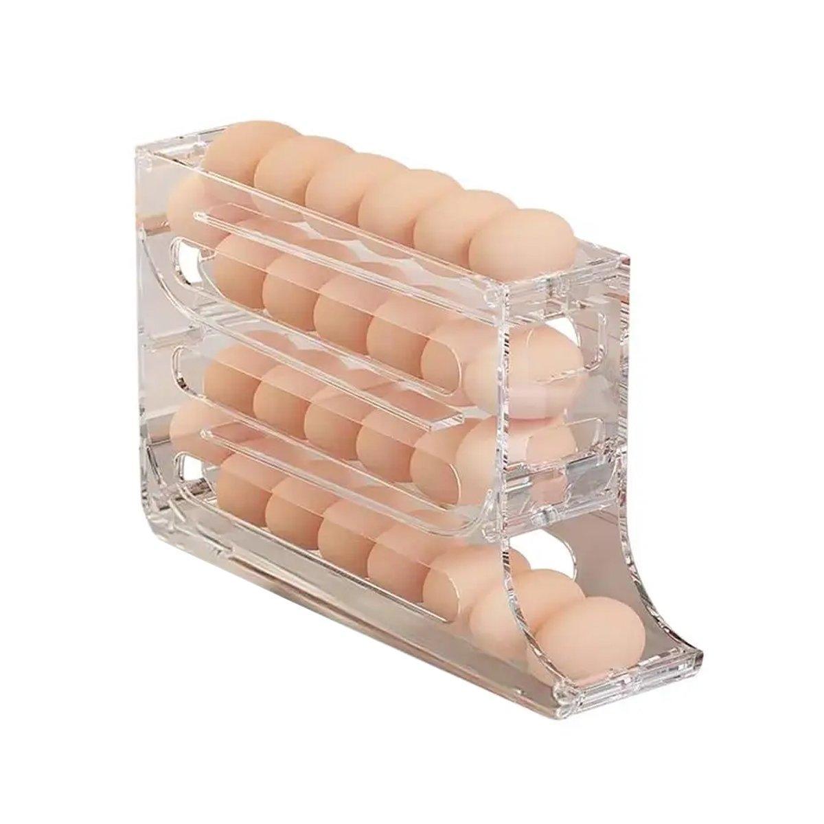 Premium Automatic Scrolling Egg Holder – Beige 2-Tier