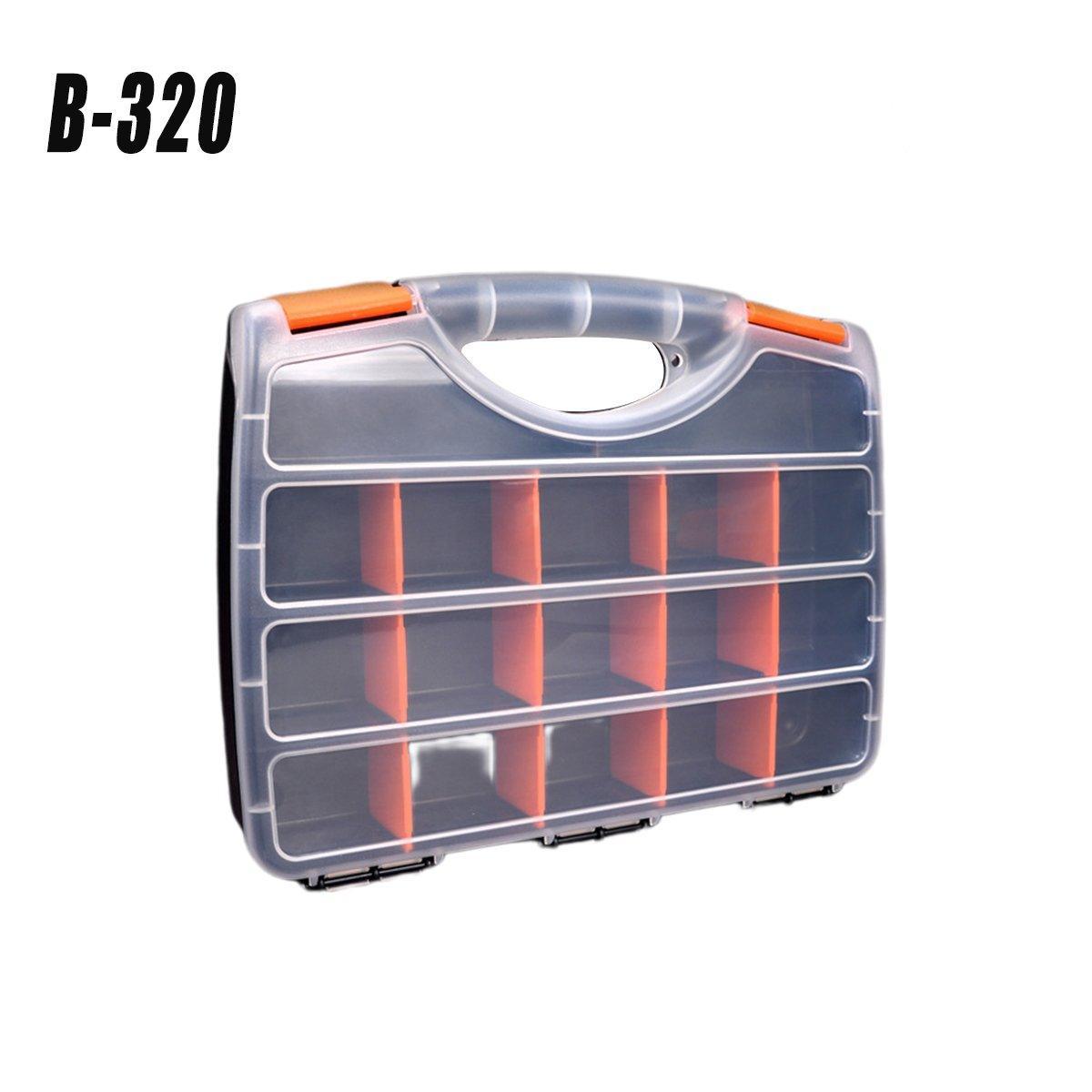 Premium Clear Plastic Storage Organiser Box with Adjustable Compartments - F-156