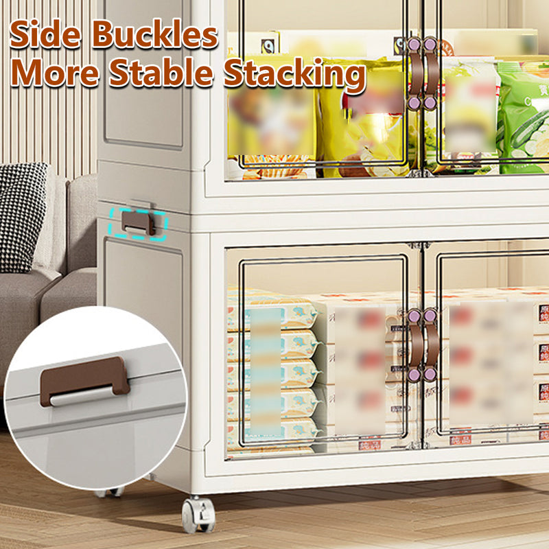 3-Tier Foldable Storage Cabinet with Doors and Wheels - SuperSaverAU - view 6