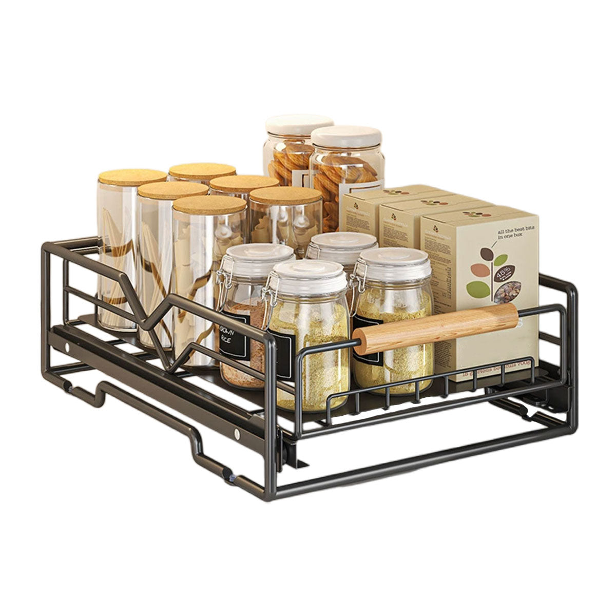 Premium White Pull Out Kitchen Cabinet Storage Rack Basket 40x30x13cm