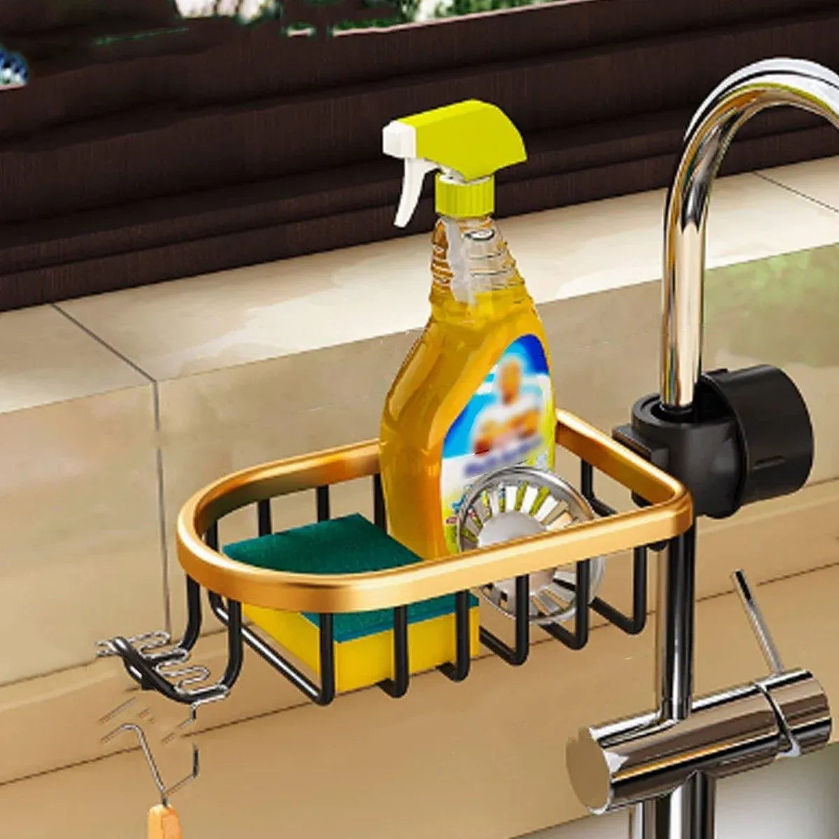Premium Stainless Steel Adjustable Faucet Sink Shelf 180 Degree Drainage Rack