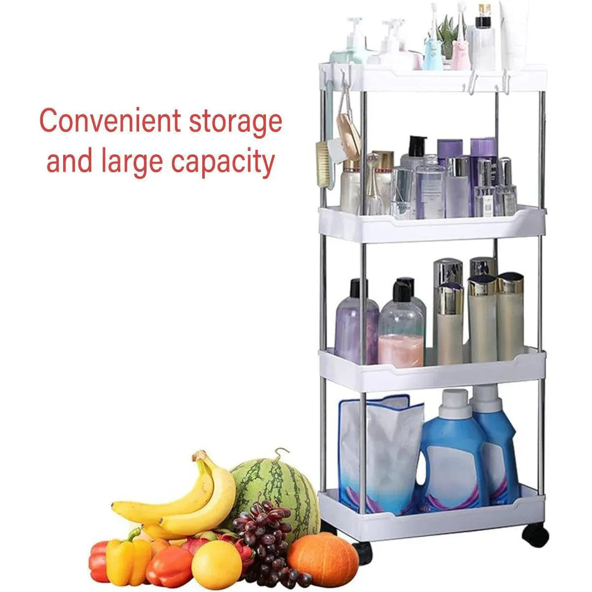 Premium 3 Tier Black Rolling Storage Cart Kitchen Bathroom Organiser with Wheels