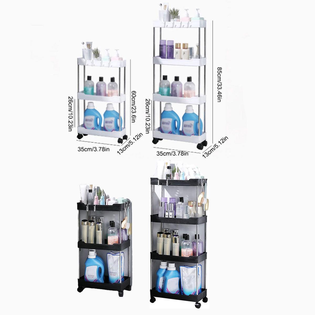 Multi Layer Rolling Storage Cart Kitchen Bathroom Organizer Shelf with Wheels - 4-Black - SuperSaverAU - view 3