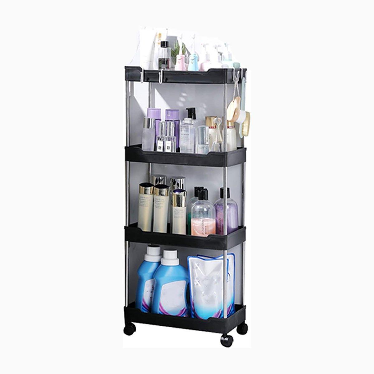 Multi Layer Rolling Storage Cart Kitchen Bathroom Organizer Shelf with Wheels - 4-Black - SuperSaverAU - view 9