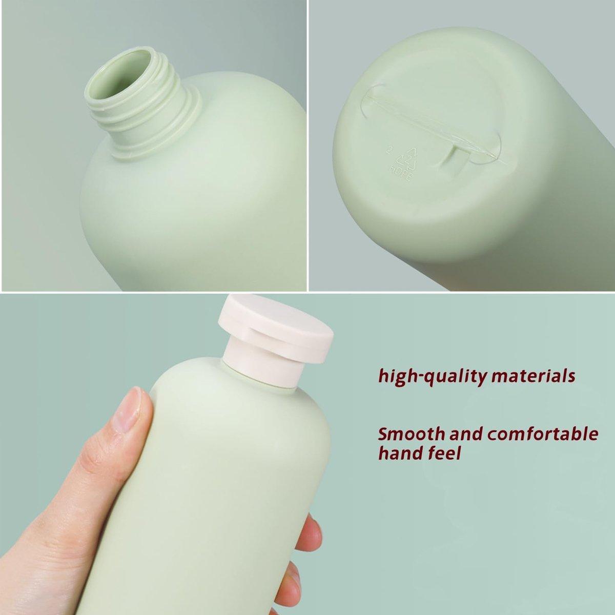 Premium 5pcs Green 400ml Refillable Squeeze Bottles with Flip Caps