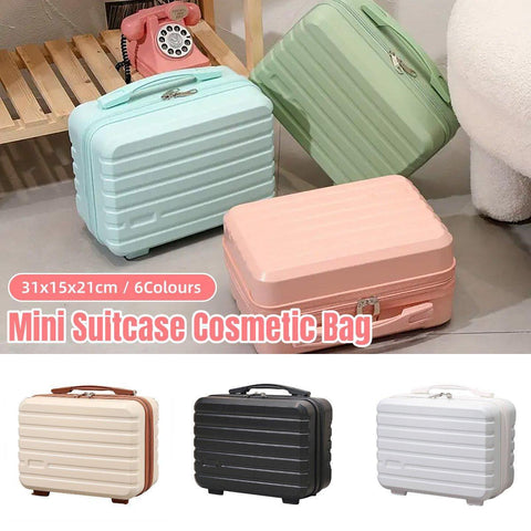 Portable 14-Inch Mini Suitcase - Pink Travel Storage Box for Cosmetics & Essentials - SuperSaverAU - view 1