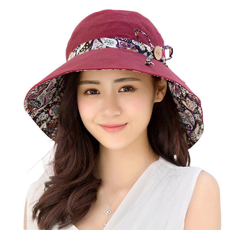 Premium Grey Women's Foldable Wide Brim Sun Hat with Bow