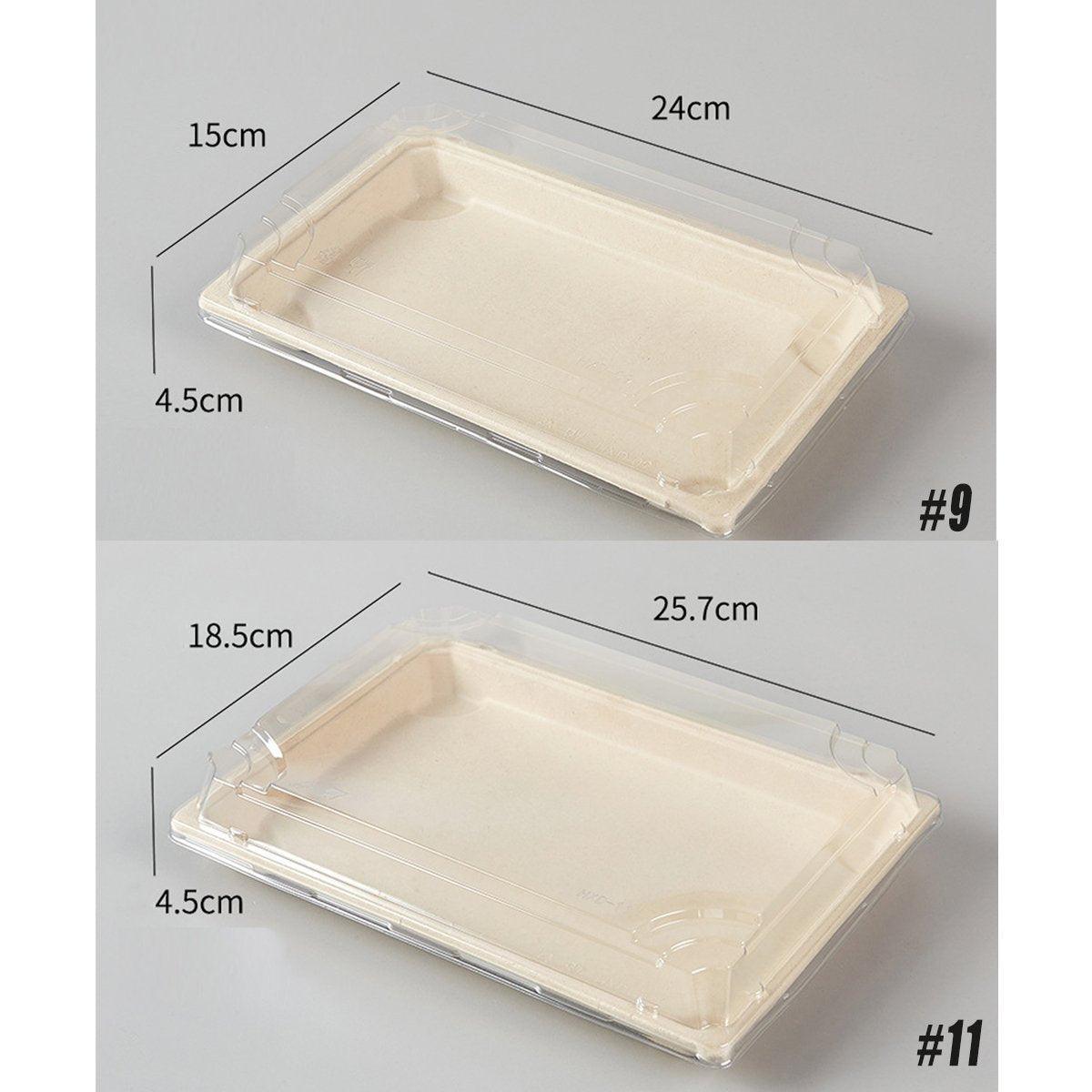 50pcs Eco-Friendly Sushi Box Rectangular Biodegradable Lunch Packaging Plate - 22 cm x 13.9 cm x 4.5 cm - SuperSaverAU - view 3