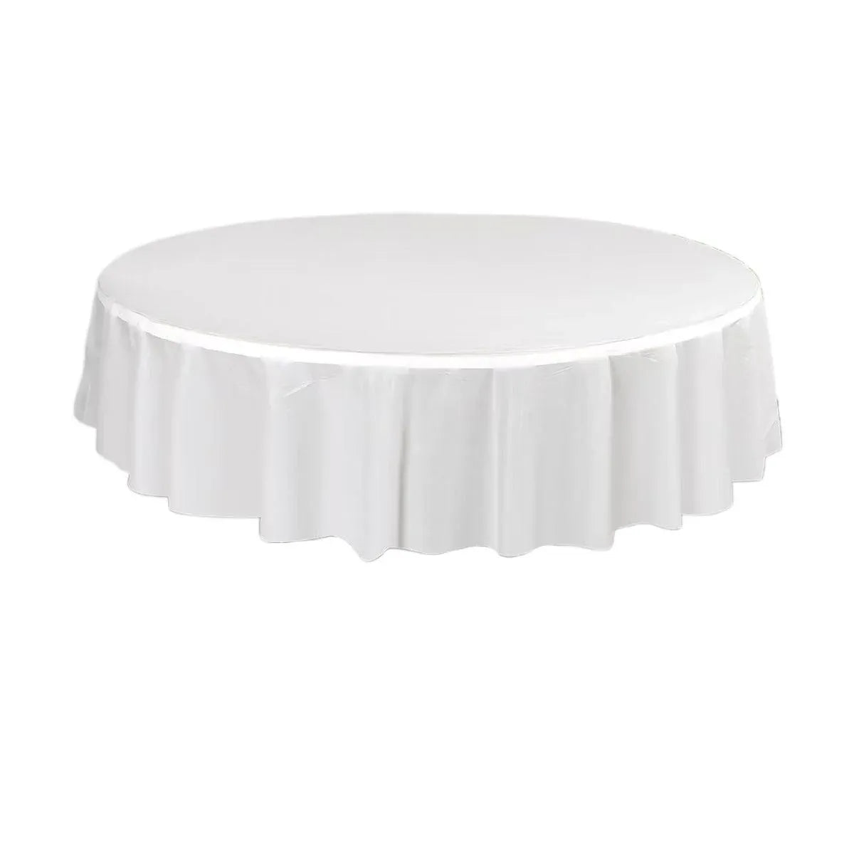Premium Round PEVA Tablecloths – White 213cm, 10 Pack