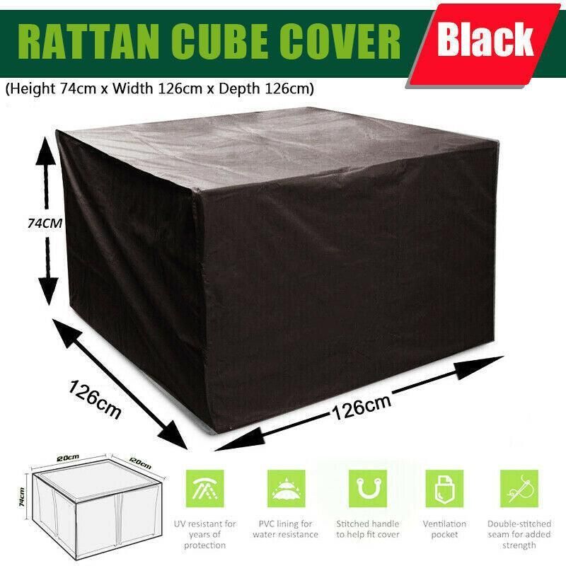 Premium Waterproof Outdoor Furniture Cover – Black 120 x 120 x 74cm