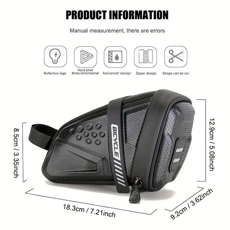 Premium 1L Bicycle Tail Bag with Rainproof EVA Hard Shell & Reflective Logo
