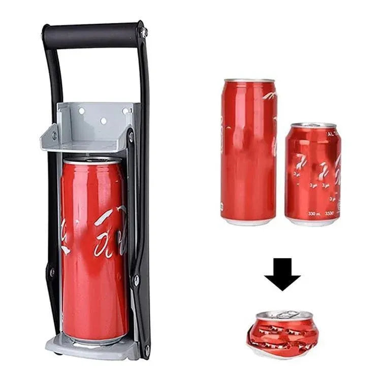Premium Black Wall Mounted Can Crusher 12oz 16oz with Bottle Opener