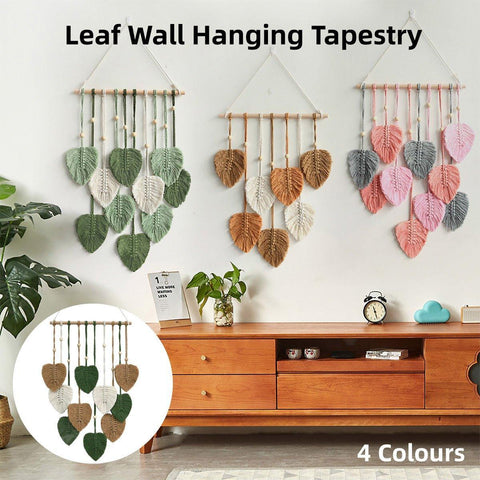 Handmade Braided Cotton Rope Wall Hanging - Green, 90cm x 40cm, Eco-Friendly - SuperSaverAU - view 1