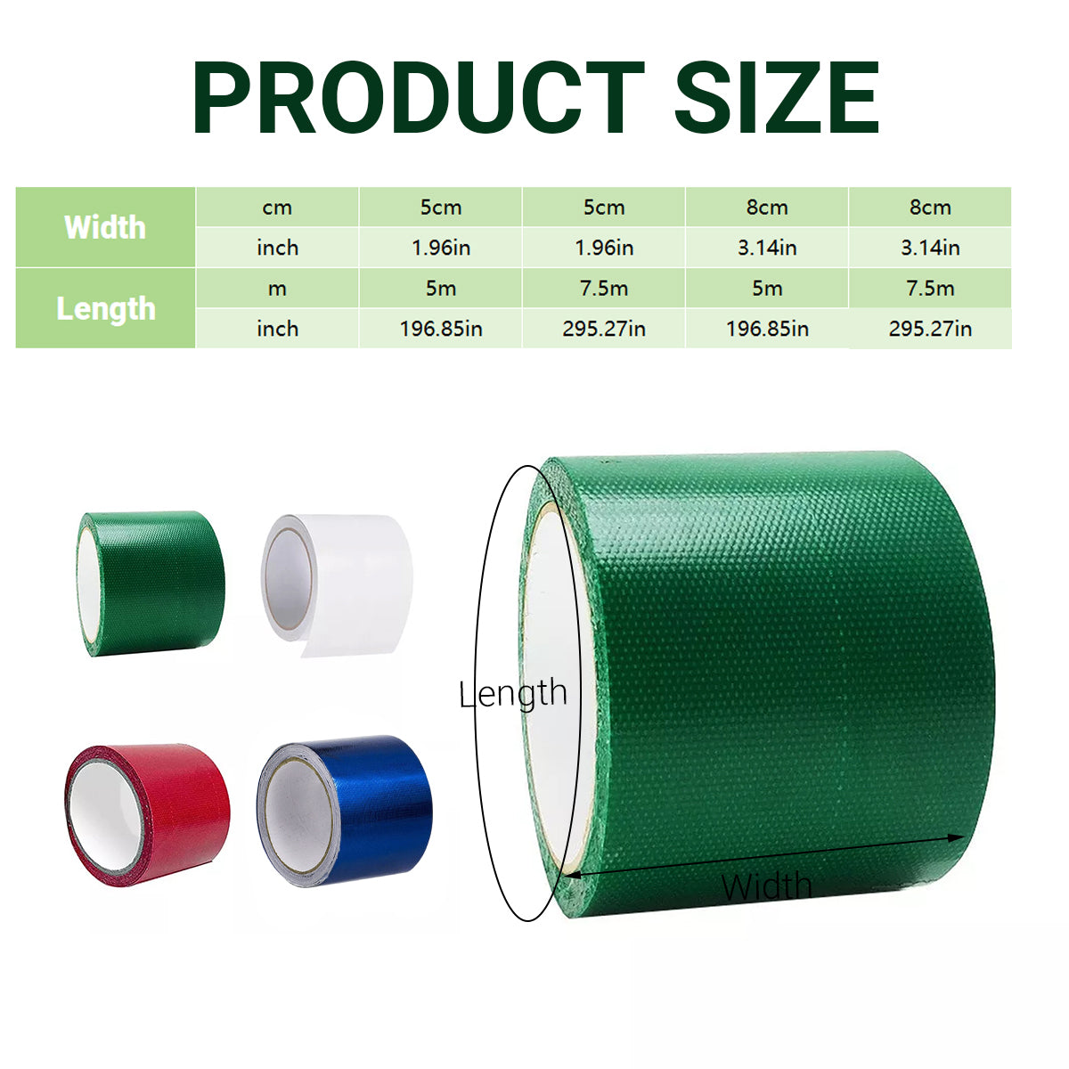 Premium Waterproof Tarpaulin Repair Tape - Red, 8cm x 7.5m, 2 Pack