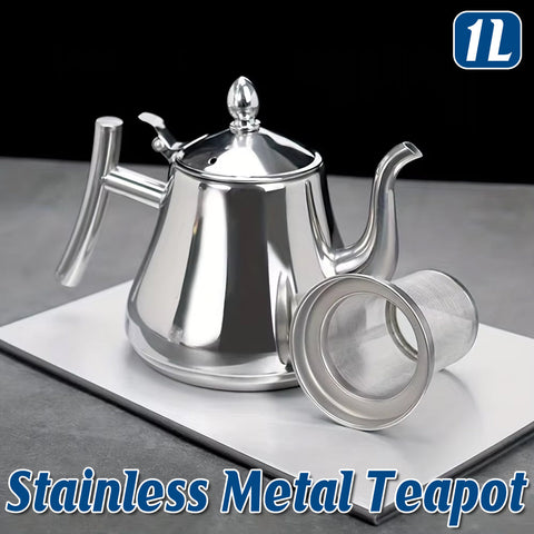 Stainless Steel Teapot Kettle 1L with Built-in Strainer for Restaurant & Home Use - SuperSaverAU - view 1