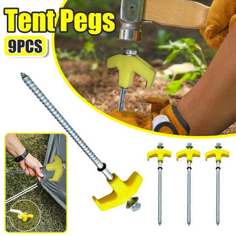 9PCS High Strength Carbon Steel Tent Stakes Outdoor Camping Pegs M8x200 Durable - SuperSaverAU - view 1