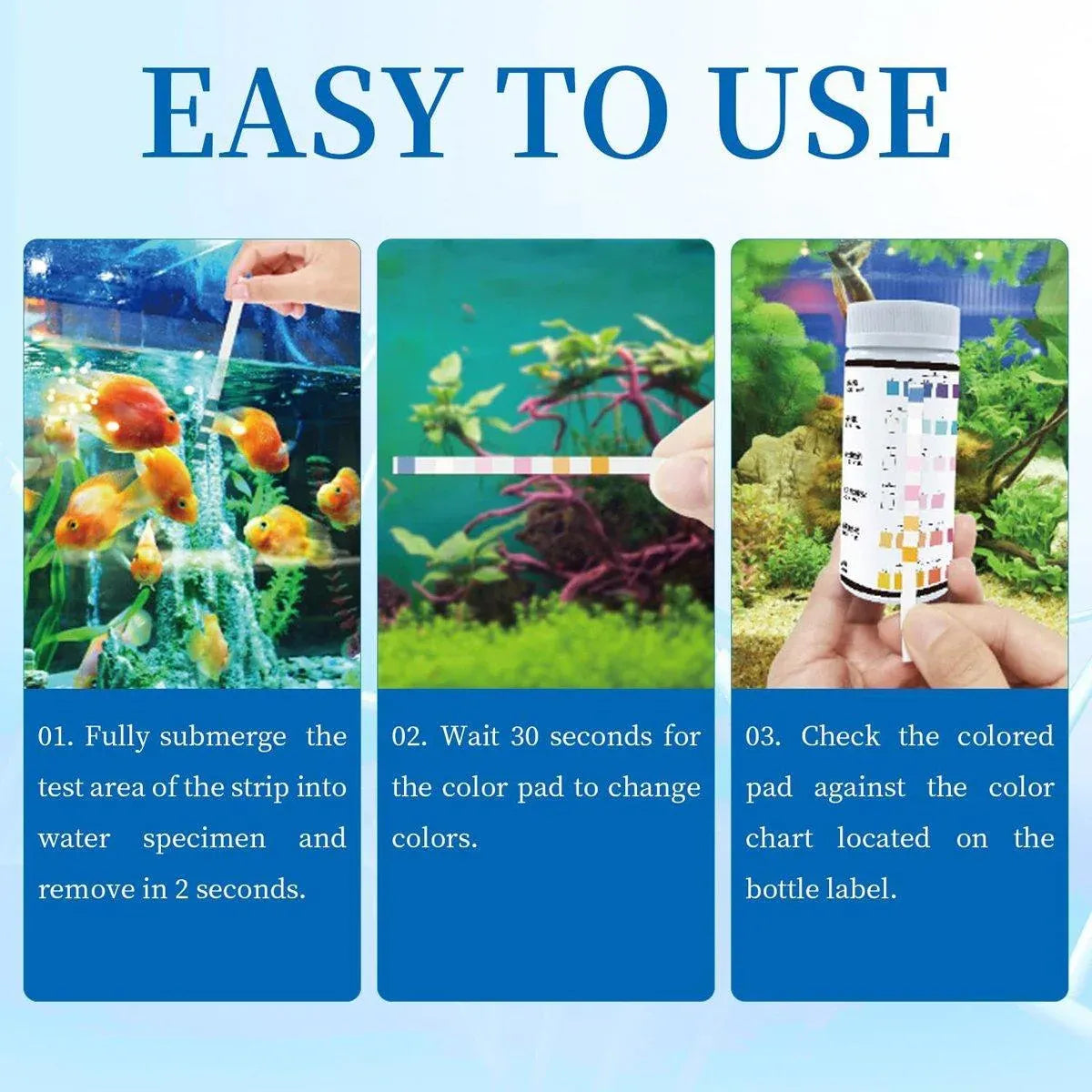 Premium 6-in-1 Aquarium & Pool Water Quality Test Strips - 50pcs