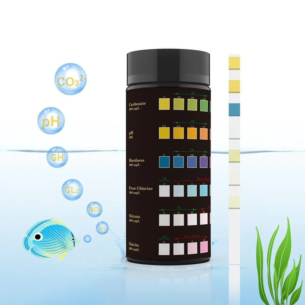 Premium 6-in-1 Aquarium & Pool Water Quality Test Strips - 50pcs