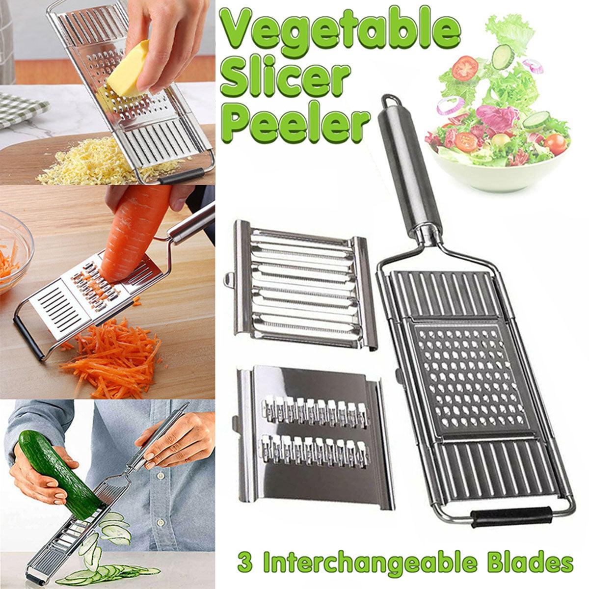 Premium 304 Stainless Steel Vegetable Grater Kit – 3 Blades