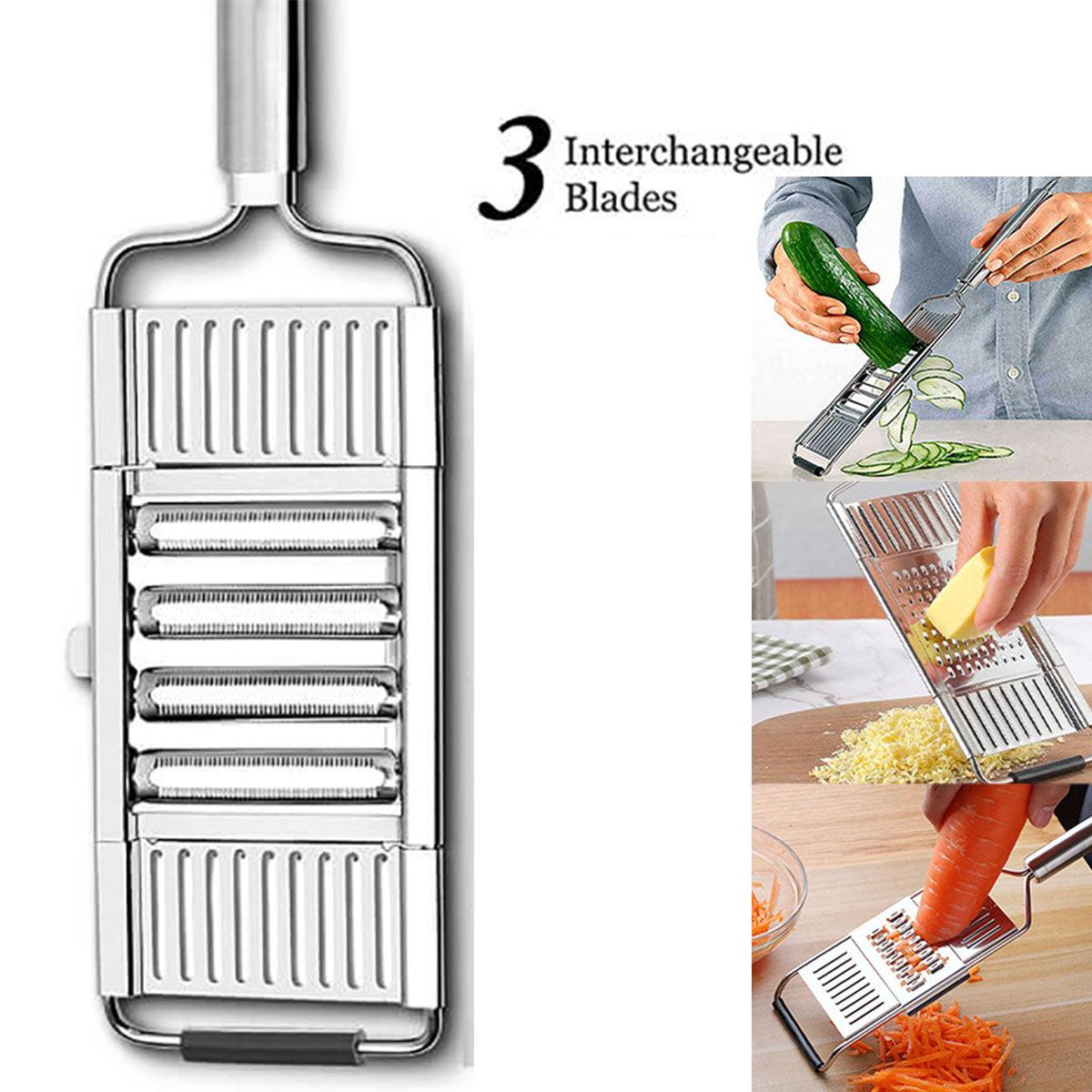 Premium 304 Stainless Steel Vegetable Grater Kit – 3 Blades