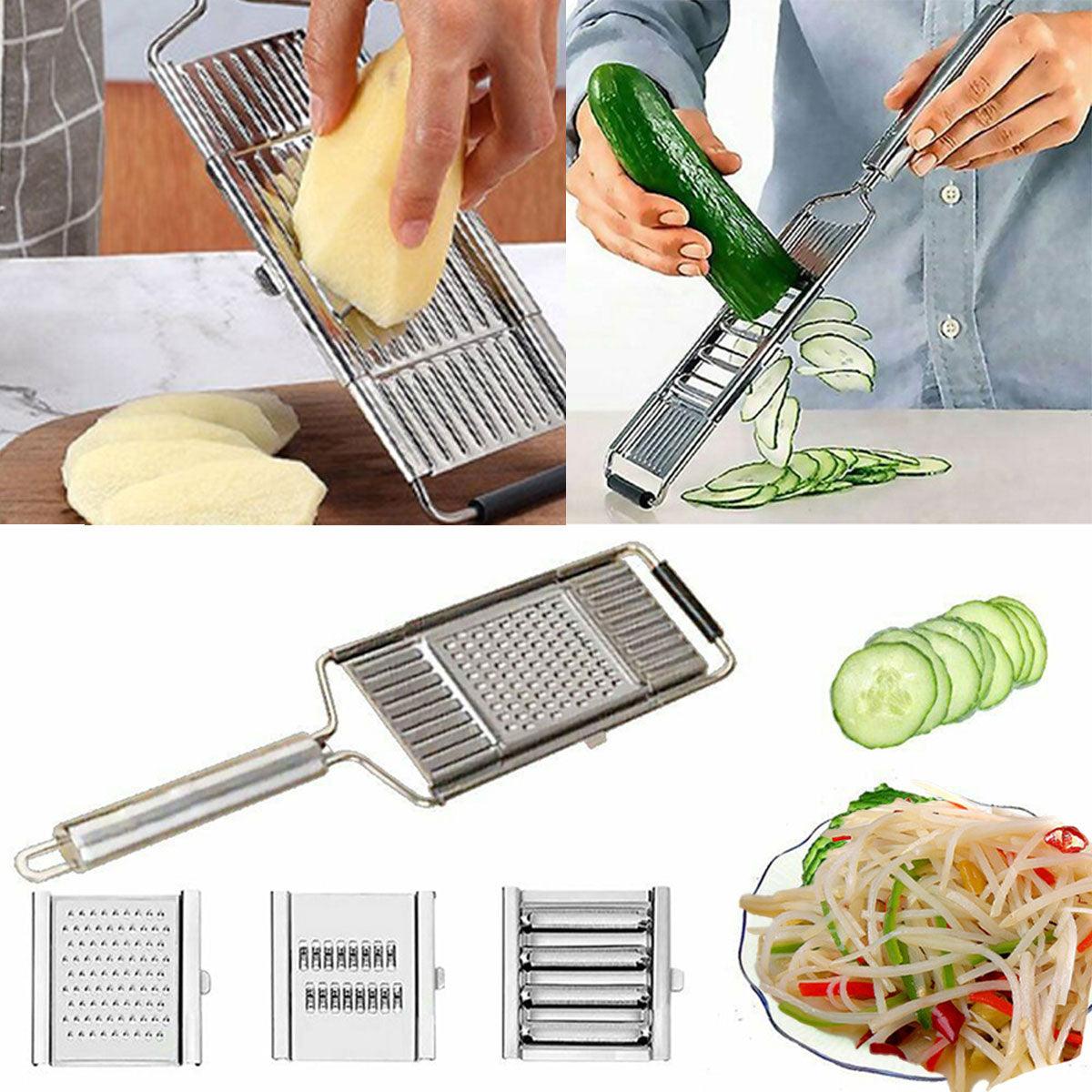 Premium 304 Stainless Steel Vegetable Grater Kit – 3 Blades