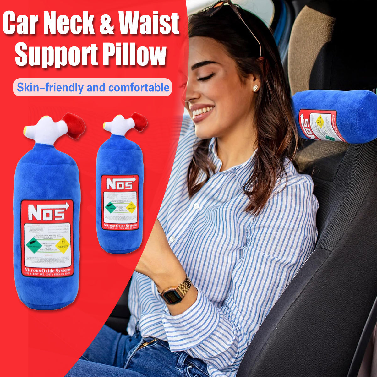 Premium NOS Tank Plush Car Neck and Waist Support Pillow