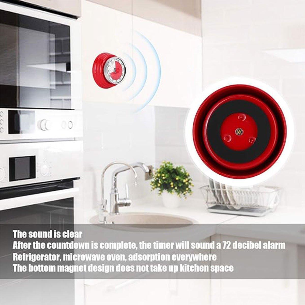60-Minute Visual Analog Timer - Kitchen Countdown Clock - Red - SuperSaverAU - view 5