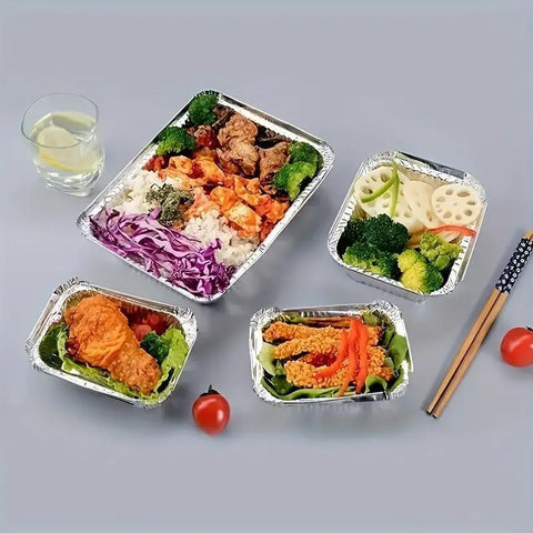125PCS Disposable Quadrate Tin Foil Pans Oven Grill Safe Non-Stick Baking Trays - 125pcs-850ml - SuperSaverAU - view 1