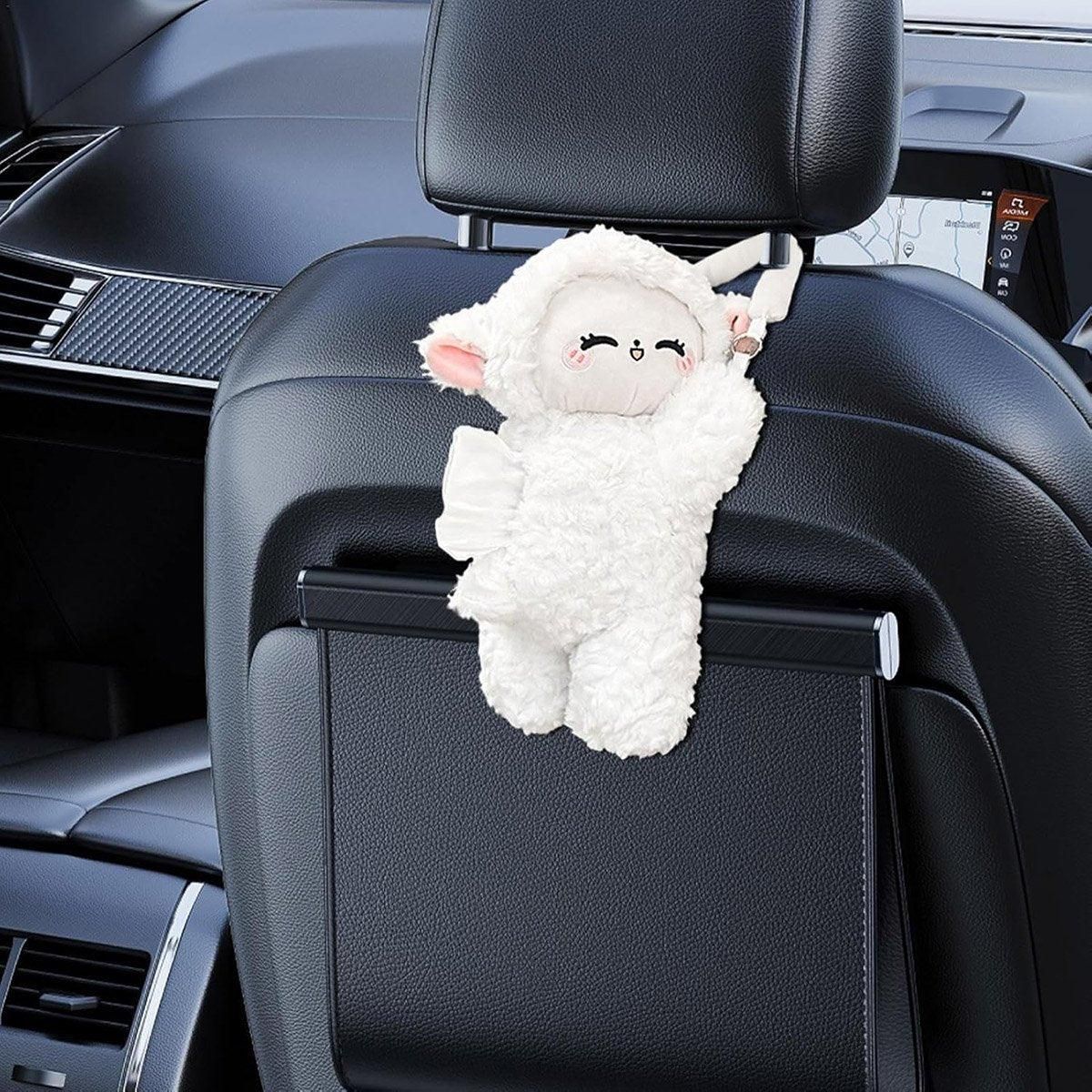 Premium Plush Sheep Hanging Car Tissue Box Holder