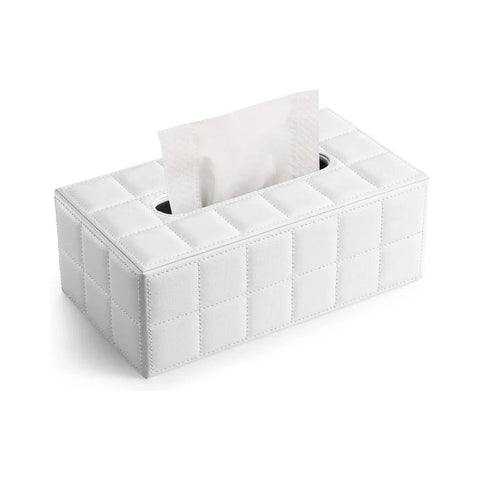 Premium PU Leather Tissue Box Holder – White
