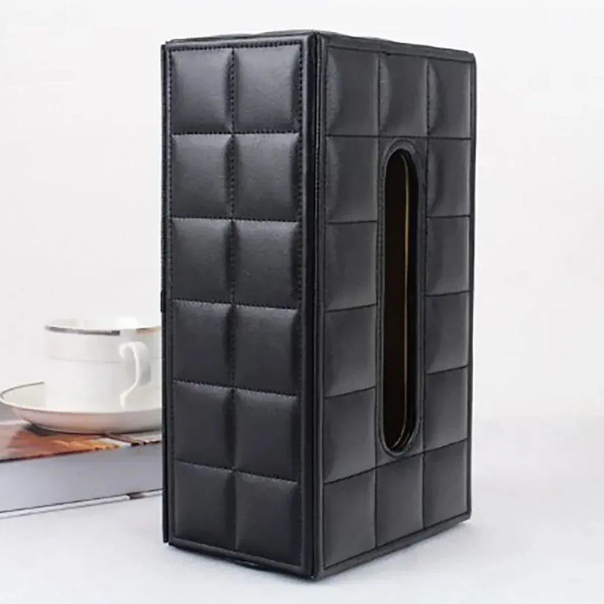 Premium PU Leather Tissue Box Holder – White