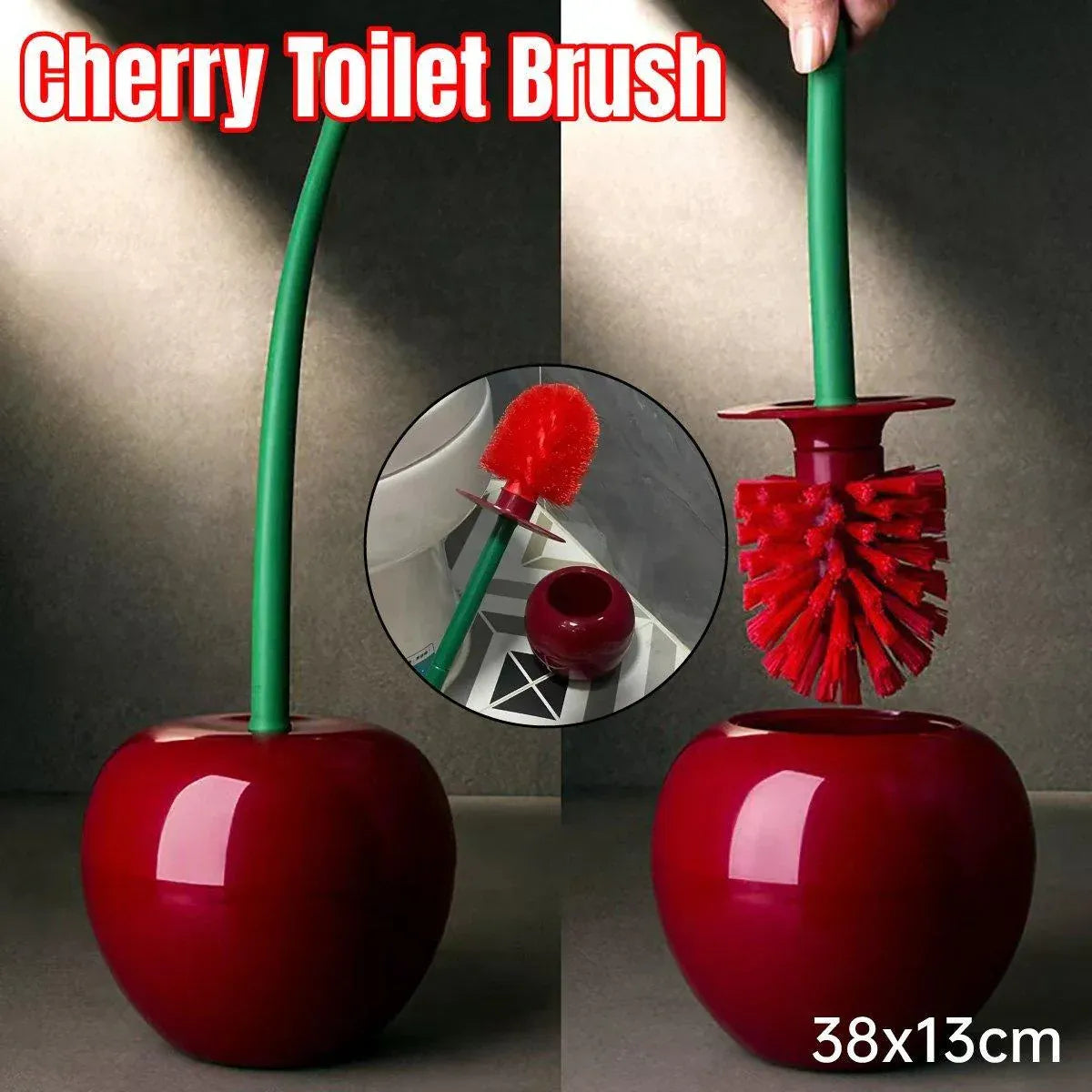 Premium Soft Wool Toilet Brush – Cherry Holder