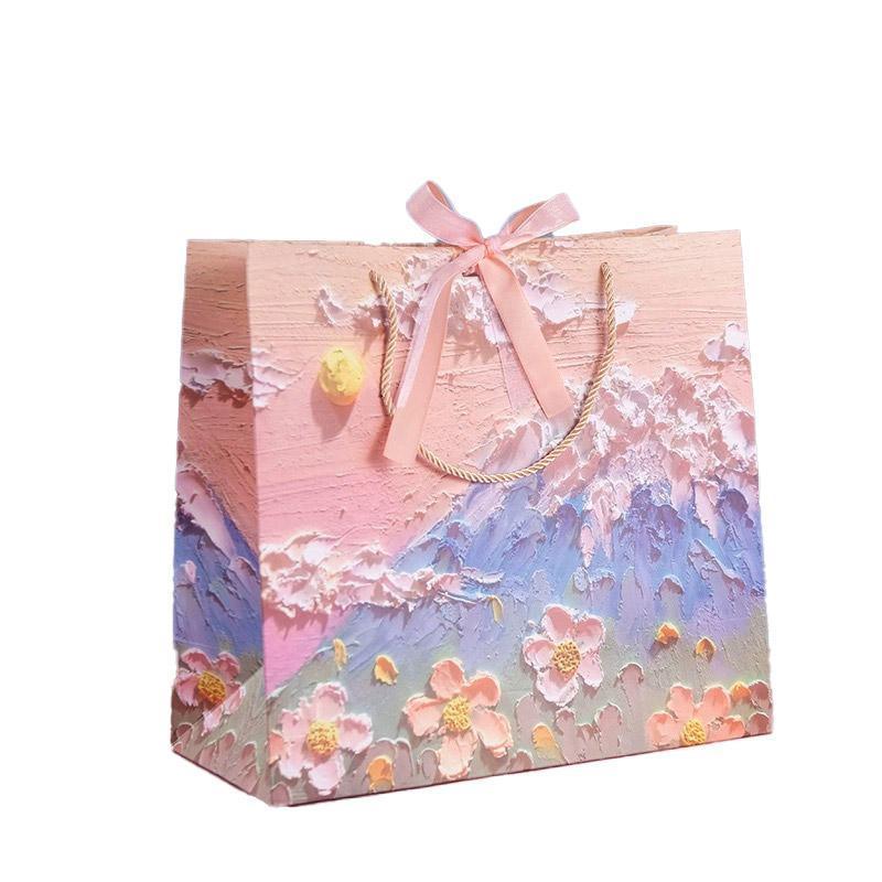 10pcs Oil Painting Gift Paper Bags for Birthday and Holiday Gift Packaging Tote - L - SuperSaverAU - view 1