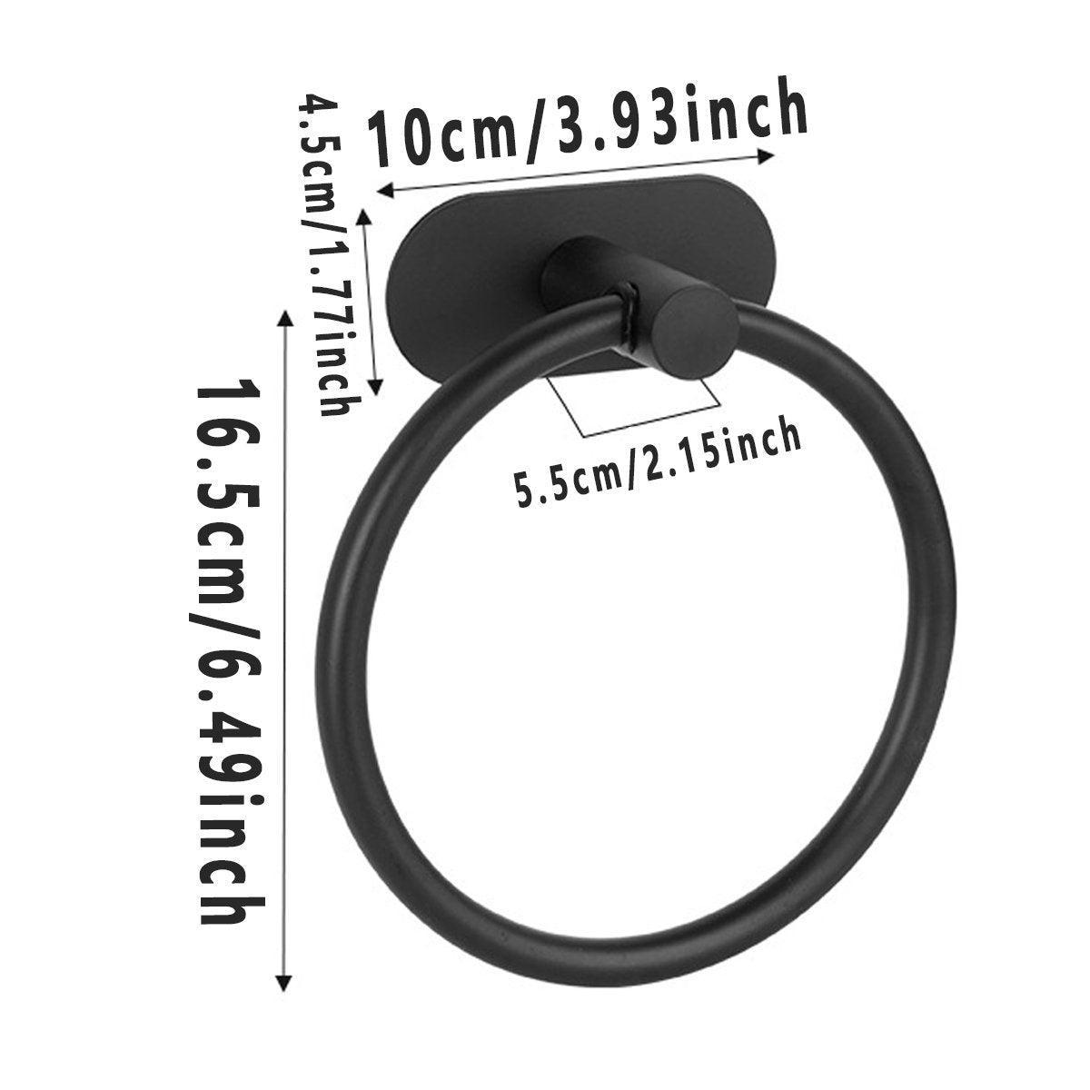 Black Non-Perforated Stainless Steel Towel Rings 16.5 cm - Set of 2 - SuperSaverAU - view 3
