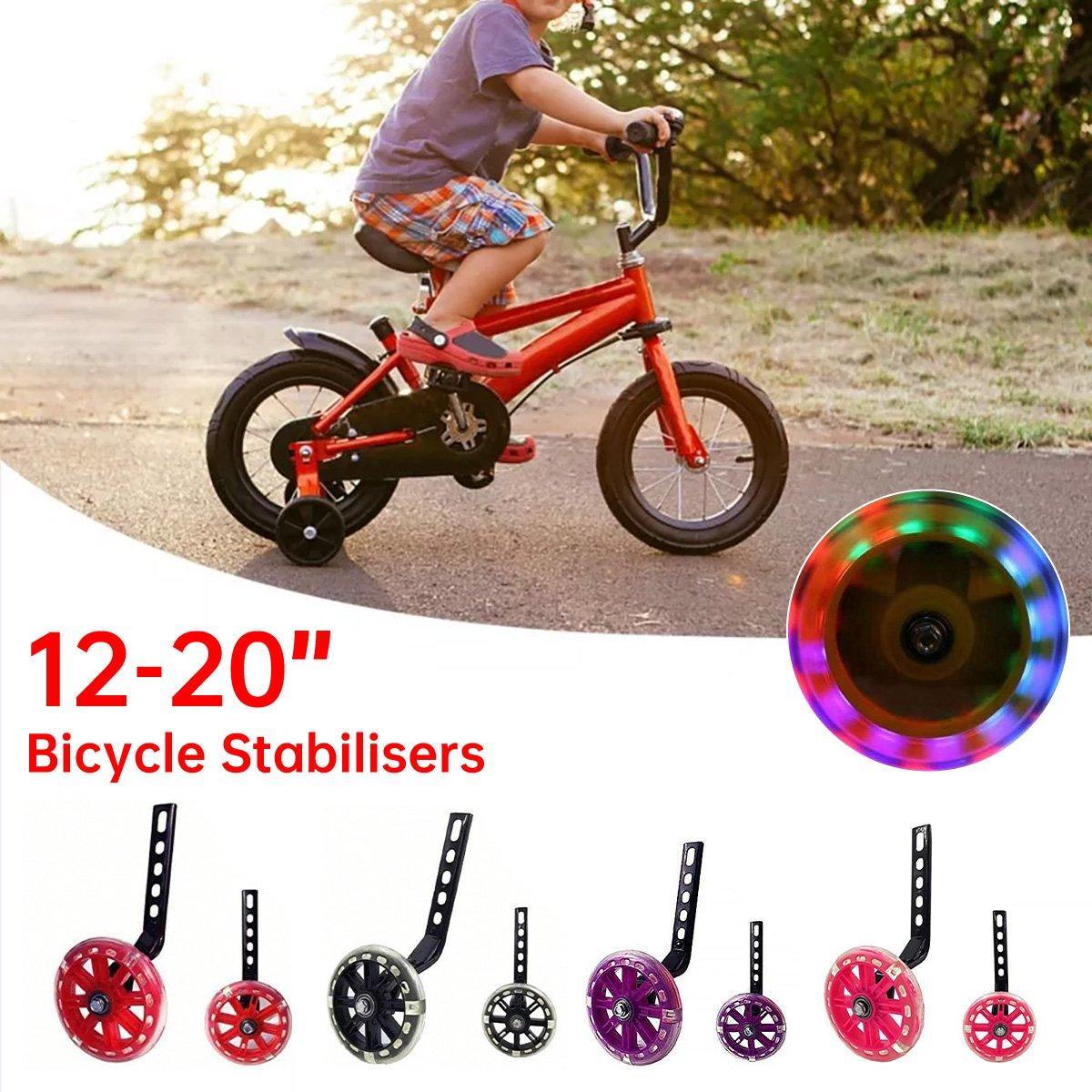 Premium 12-20 Inch Flashing Bike Training Wheels with Steel Brackets - Black