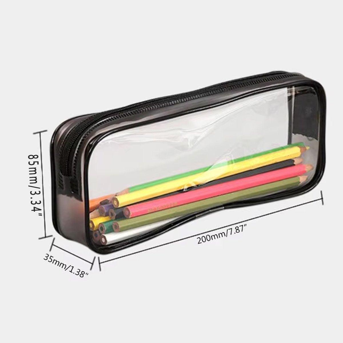 Premium 8pcs Waterproof Transparent Zipper Pencil Cases for Stationery Makeup Travel