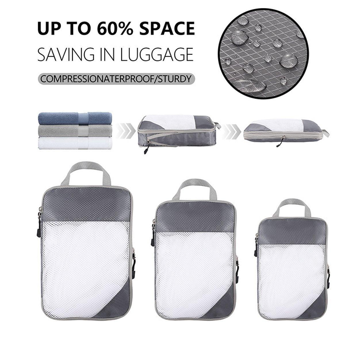 6pcs Mesh Visible Travel Storage Set - Waterproof Nylon Compressible Bags - Sky Blue - SuperSaverAU - view 2