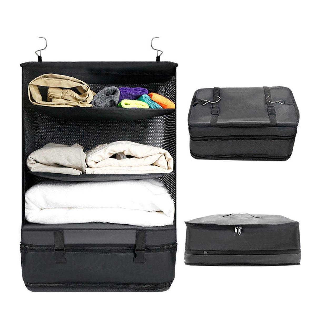 Foldable Clothes Organizer Hanging Storage Bag, 18"x21.6", Space-Saving Black - SuperSaverAU - view 3