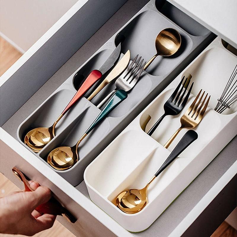 Premium Kitchen Drawer Cutlery Tray – White