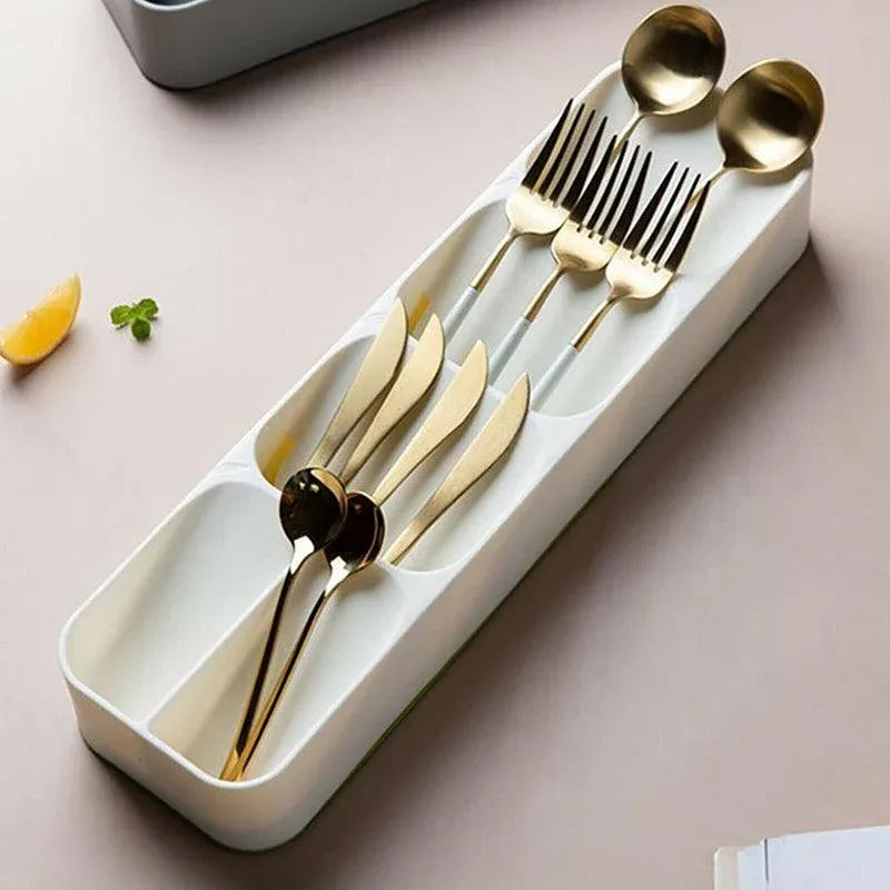 Premium Kitchen Drawer Cutlery Tray – White