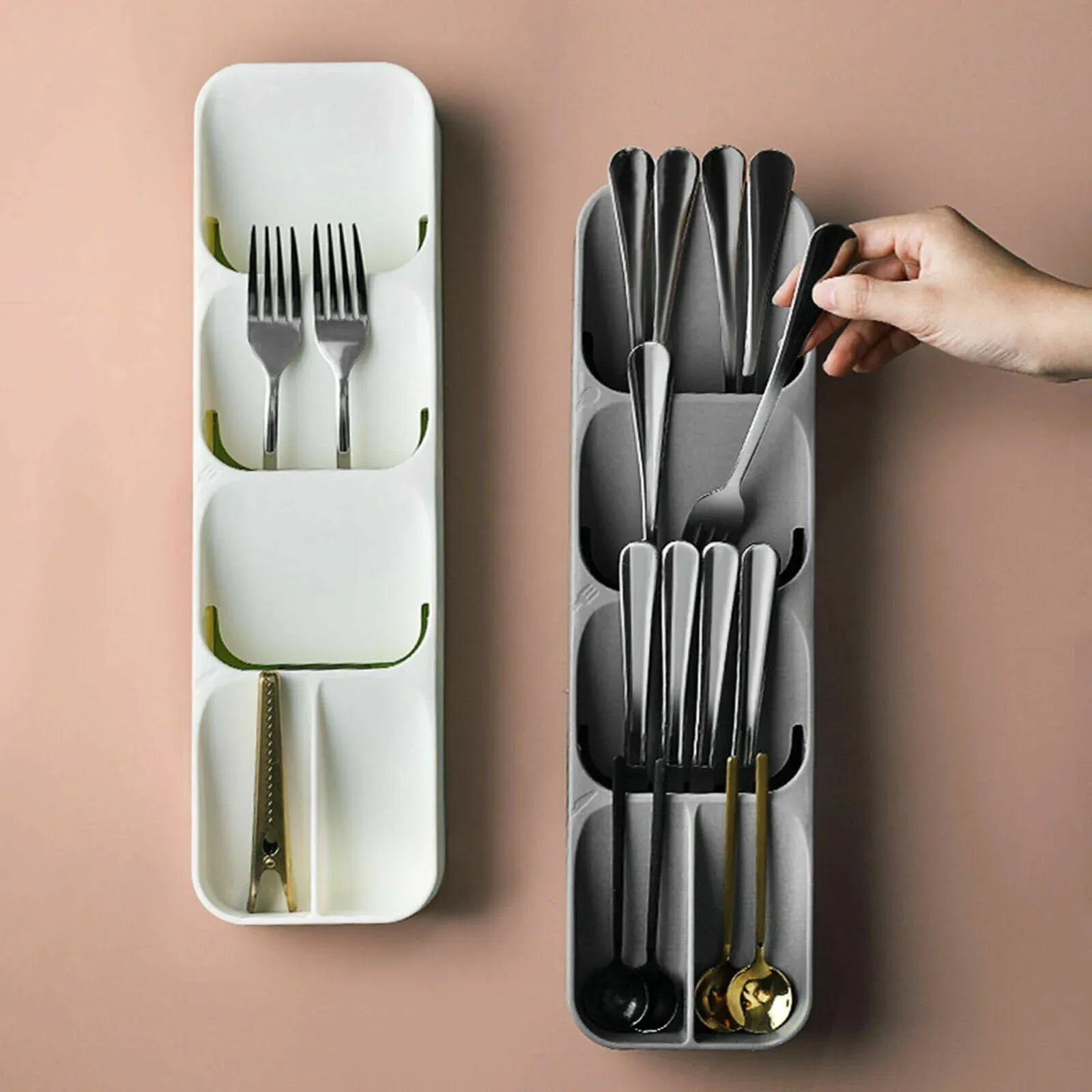 Premium Kitchen Drawer Cutlery Tray – White