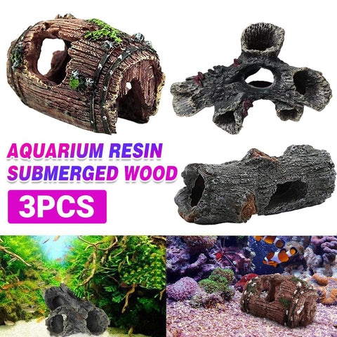 Premium 3 Piece Resin Aquarium Tree Ornament Set with Fish Hiding Spaces