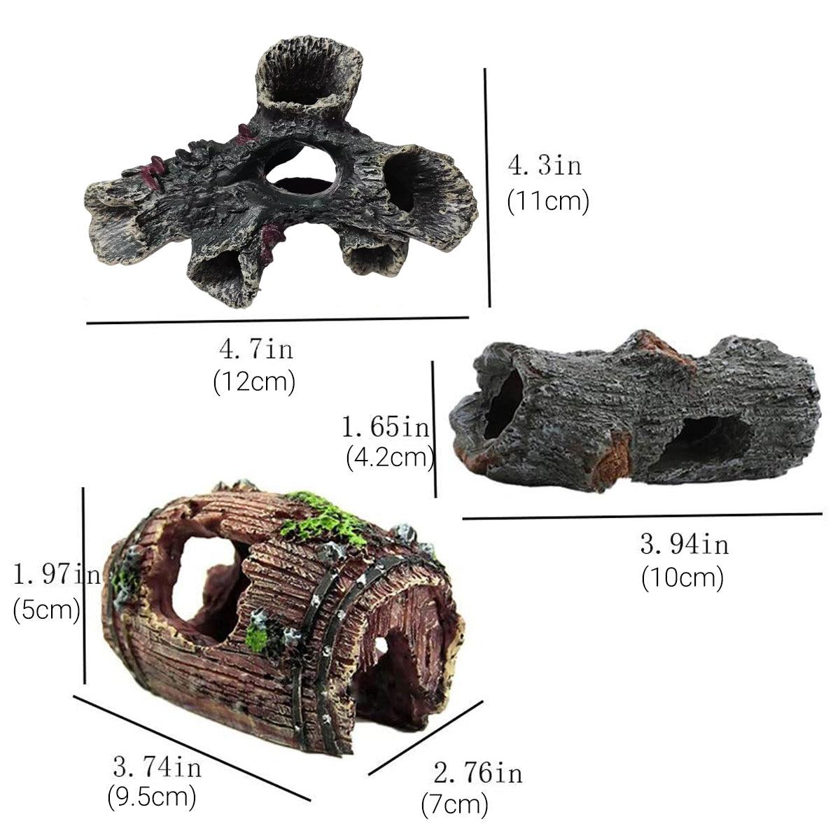 Premium 3 Piece Resin Aquarium Tree Ornament Set with Fish Hiding Spaces