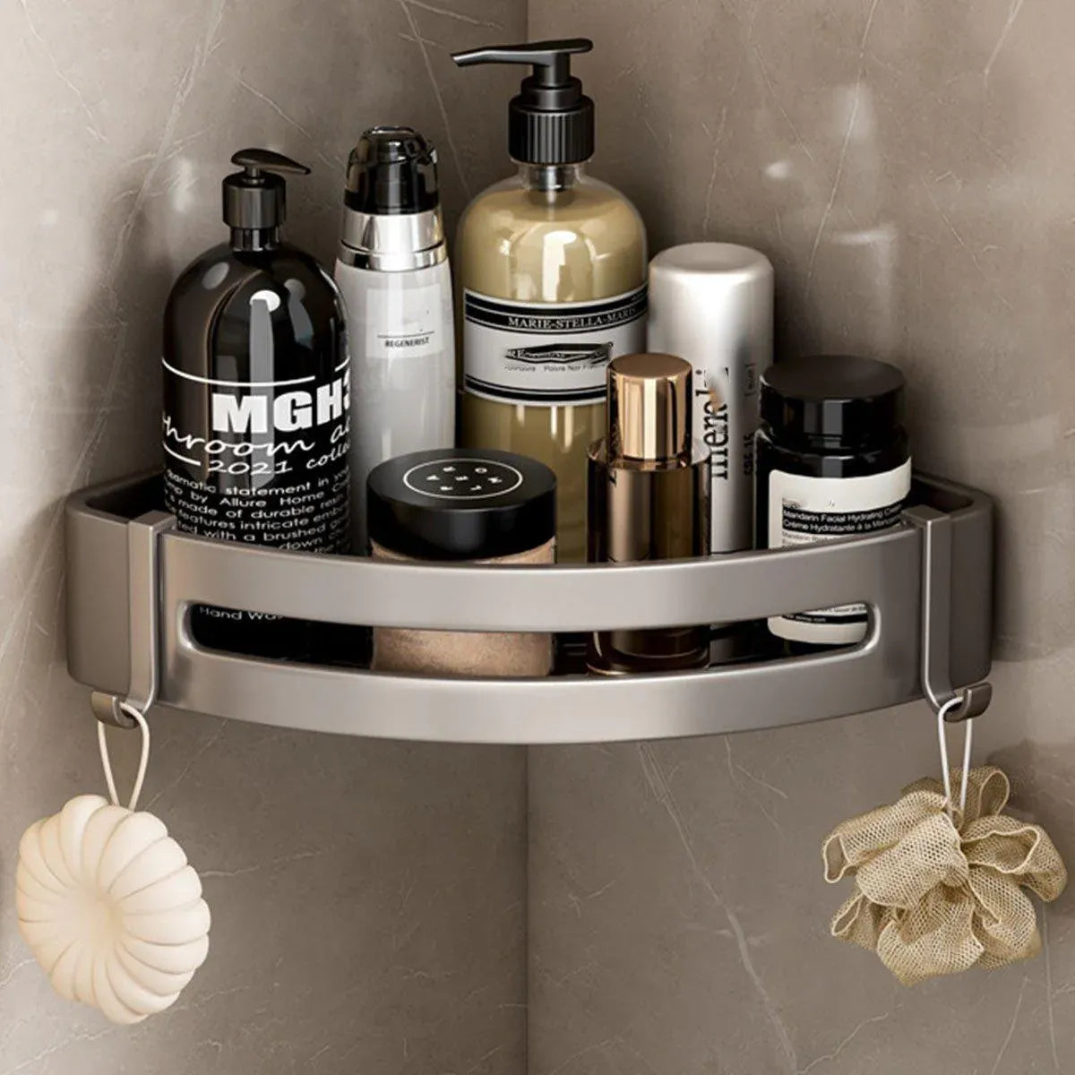 Premium Single Tier Triangle Shower Shelf – Matte Black