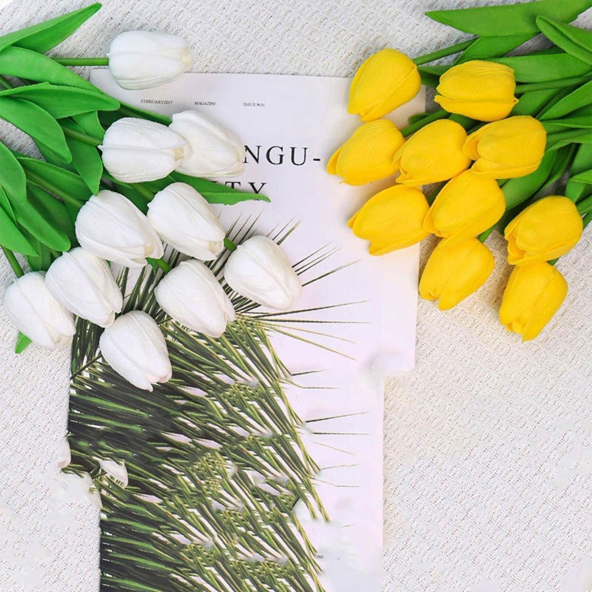 Premium Real Touch Artificial Tulips – Yellow 20 Pieces