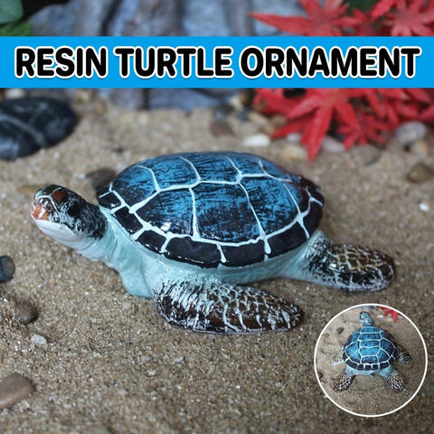Premium Blue Resin Sea Turtle Aquarium Ornament