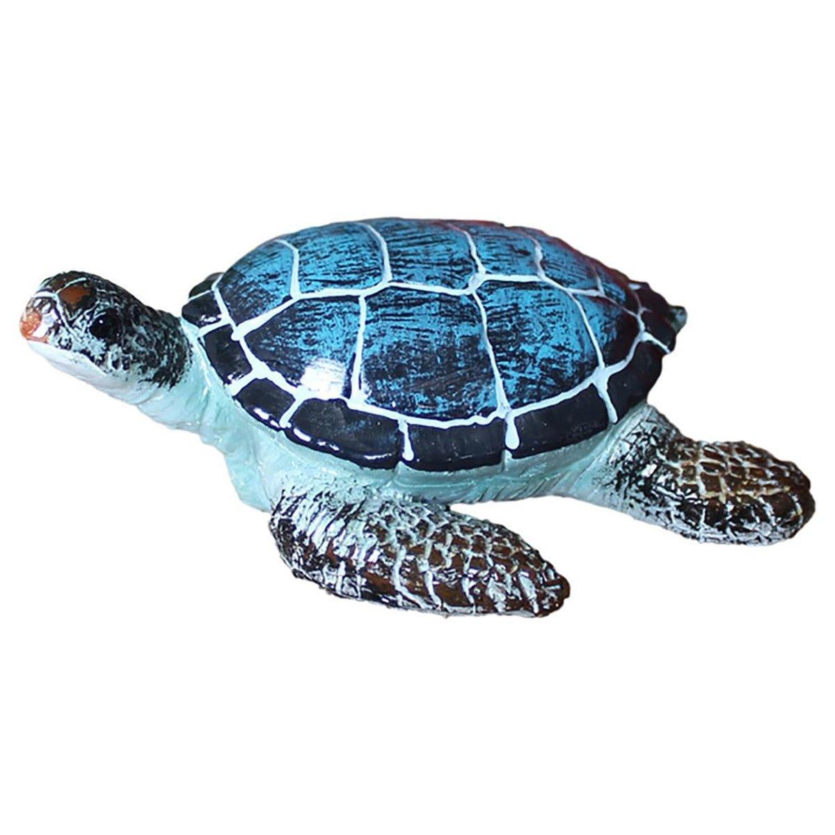 Premium Blue Resin Sea Turtle Aquarium Ornament